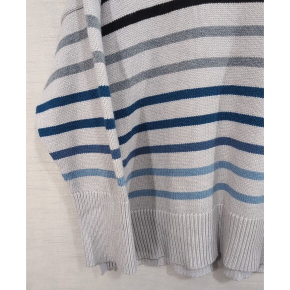 Philosophy Womens 1X Sweater Gray/Blue Striped Crewneck Pullover Nautical Casual - Picture 9 of 16